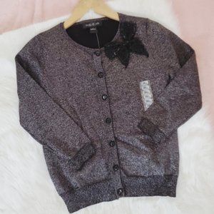 August Silk Black & Gray Shimmer Cardigan Sweater
